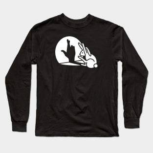 Funny rabbit hand shadow crossed fingers good luck Long Sleeve T-Shirt